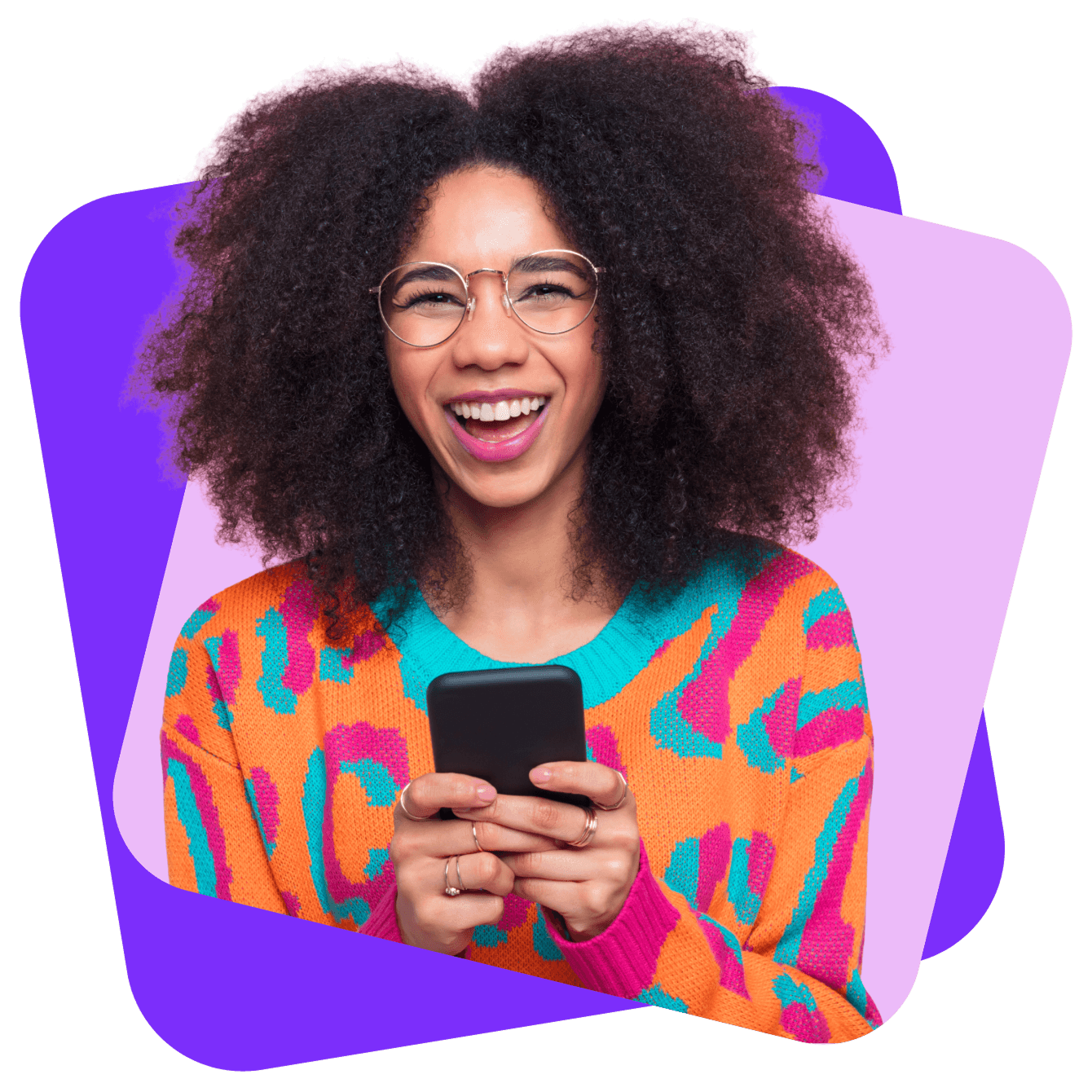 Energetic volunteer cheering with a megaphone at a community event